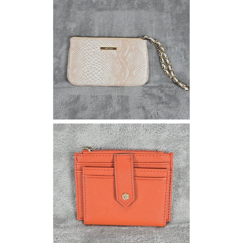 Anne Klein Pink Rose Gold Chain Wristlet And Small Orange Card‎ Wallet Lot NWOT